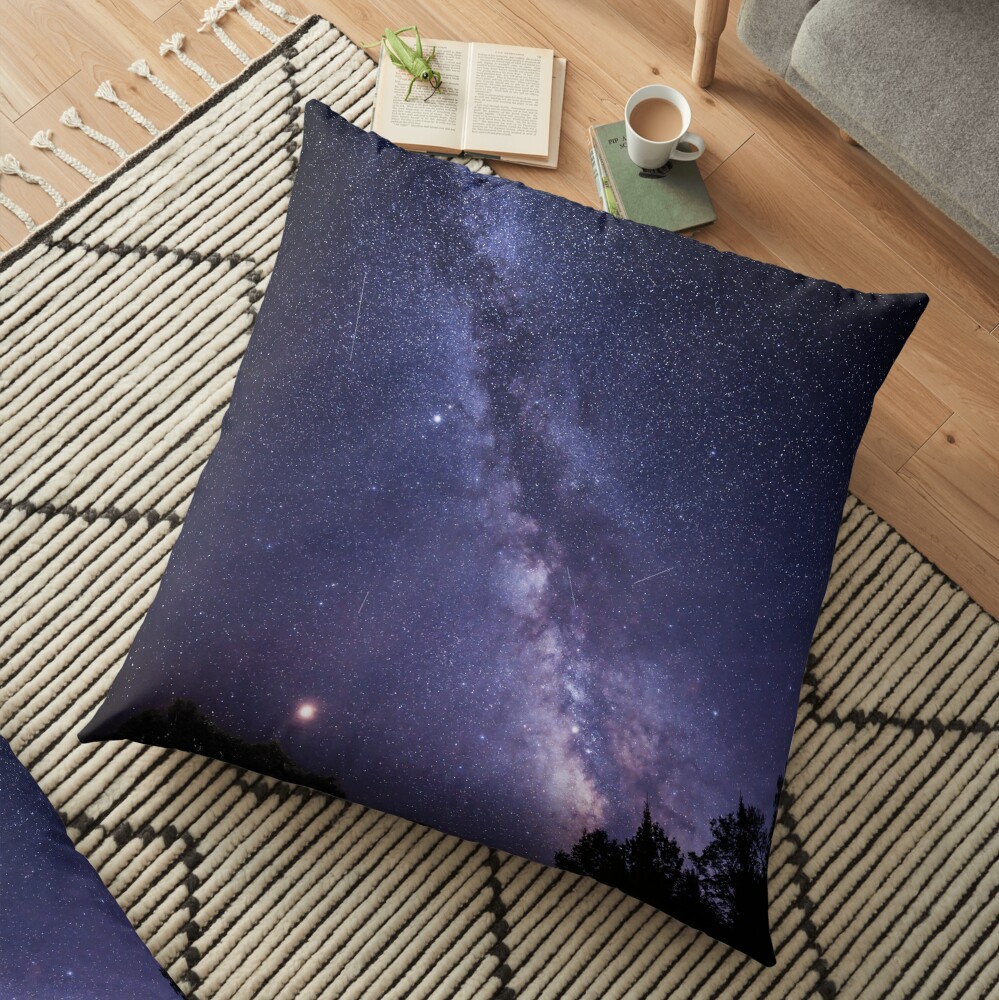 Perseid Meteor Shower and the Milky Way Floor Pillow