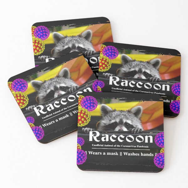 Item preview, Mascot Raccoon wears mask and washes hands designed and sold by Glineur.