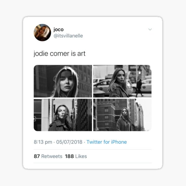 Vista previa del artículo con la obra «Jodie Comer es arte», diseñado y vendido por Jessblakemore.