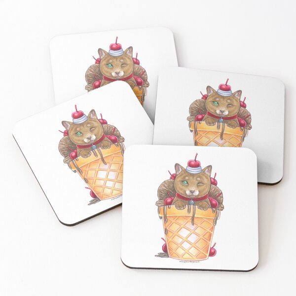 Item preview, Chocolate Ice Cream Cone Cat designed and sold by PeachyPencil.