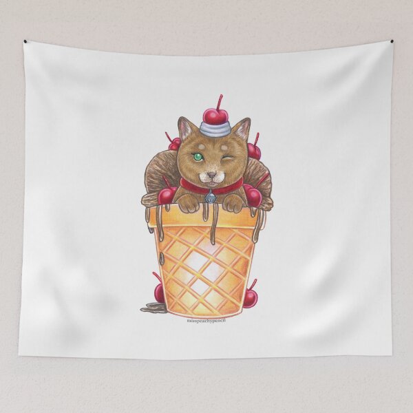 Item preview, Chocolate Ice Cream Cone Cat designed and sold by PeachyPencil.