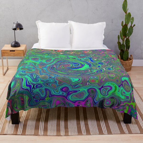 Aperçu de l'œuvre Trippy Chartreuse et Blue Retro Liquid Swirl créée et vendue par myrubiogarden.
