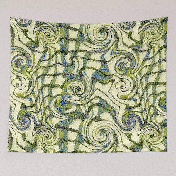 Item preview, Abstract Swirls Stripes and Spirals Pattern Green Yellow Blue designed and sold by RootSquare.