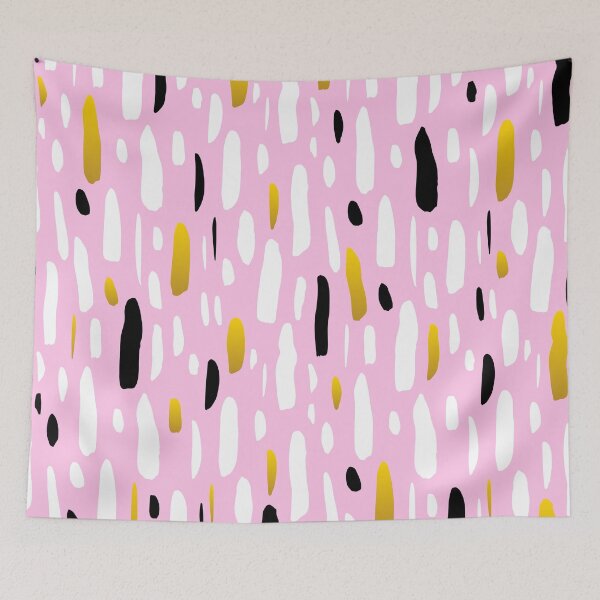 Item preview,  white and gold stripes in delicate brush strokes on a pink background. designed and sold by Jelisandie.