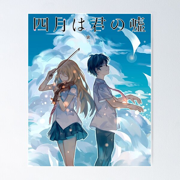 Wall Scroll Poster Fabric Painting For Anime Shigatsu wa Kimi no Uso Kaori  Miyazono & Kousei Arima 001 L