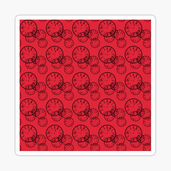 Red Clocks Contemporary Pattern Design Sticker