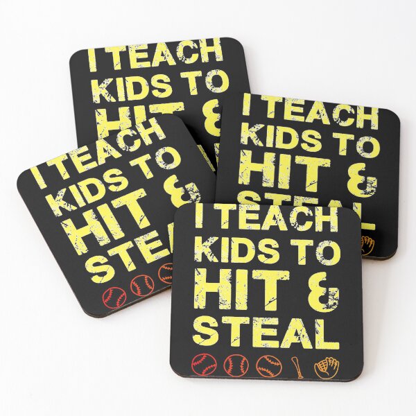 Item preview, I Teach Kids To Hit And Steal | Baseball Sayings prints designed and sold by Lisbob.