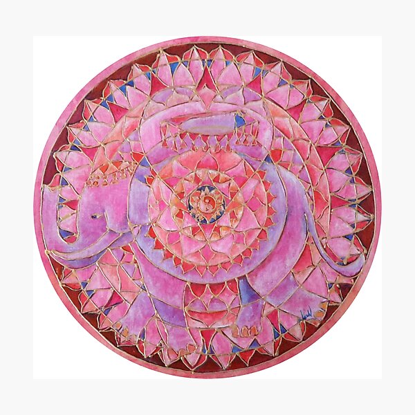 Amor (love) elephant free-hand mandala Photographic Print