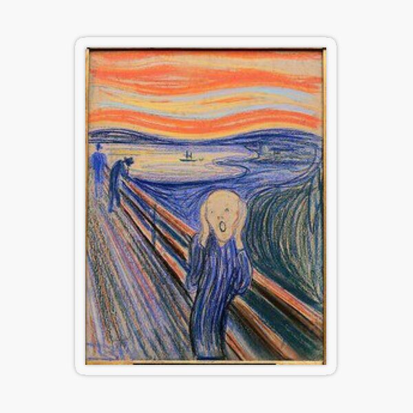 'The Scream' is an iconic painting created by Norwegian expressionist Edvard Munch, depicting a desperate human appearing to howl in pain Transparent Sticker