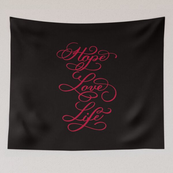 Item preview, Hope, Love, Life Hand Lettered Flourished Script In Red Quote designed and sold by Gsallicat.