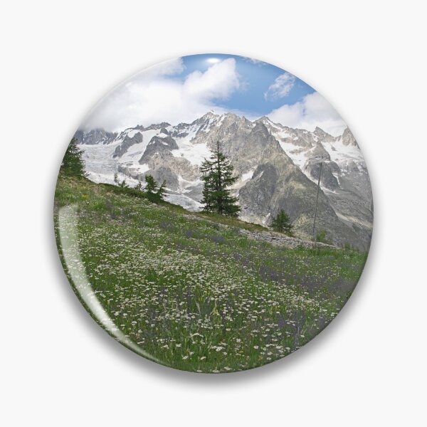 Item preview, Alpine Landscape Flowering Meadows Snowy Mountains designed and sold by Anna Lemos.