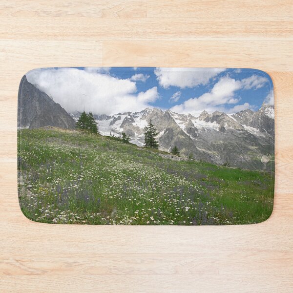 Item preview, Alpine Landscape Flowering Meadows Snowy Mountains designed and sold by Anna Lemos.