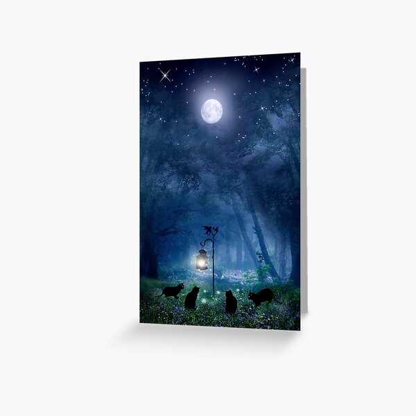 Aperçu de l'œuvre Les Chats Sorcières - Version Pleine Lune créée et vendue par Angie Latham.
