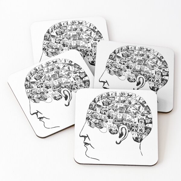 Item preview, antique phrenology illustration designed and sold by fennndesigns.