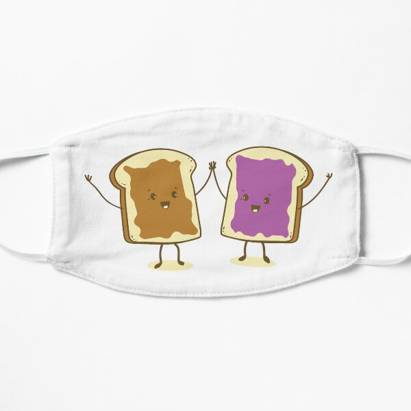 Kawaii cute Peanut Butter & Jelly are friends cartoon graphics Flat Mask