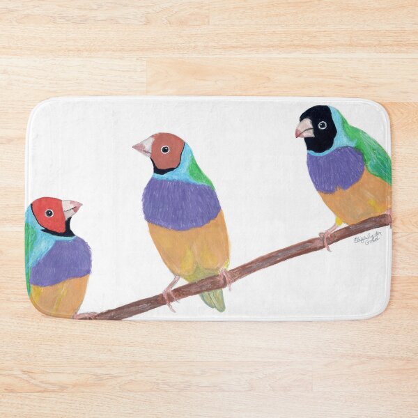 Item preview, Rainbow Multi Colored Colorful Wild Gouldian Finches Painting Print designed and sold by TheNativePigeon.