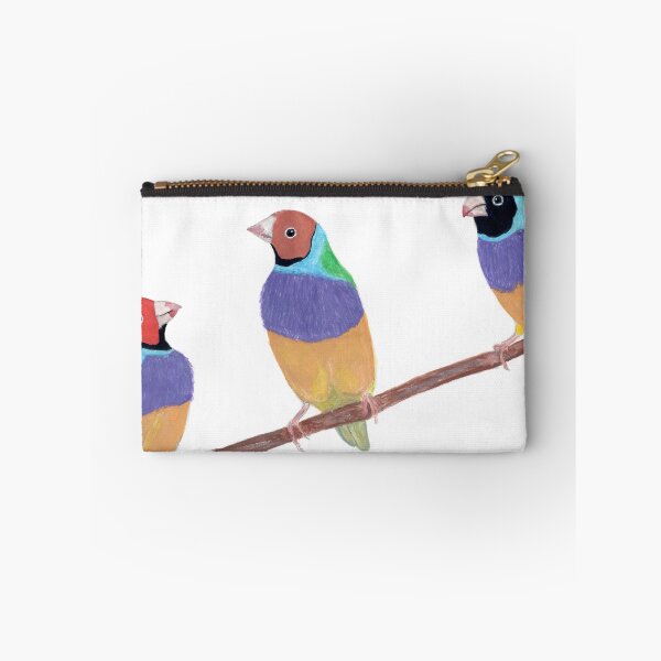 Item preview, Rainbow Multi Colored Colorful Wild Gouldian Finches Painting Print designed and sold by TheNativePigeon.