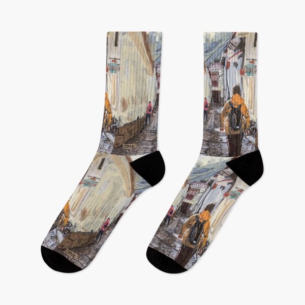 Item preview, Mochilero en Cusco | Una pintura de peru designed and sold by Jacob la Cour.