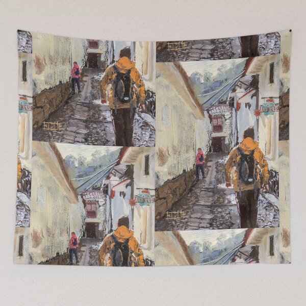 Item preview, Mochilero en Cusco | Una pintura de peru designed and sold by Jacob la Cour.