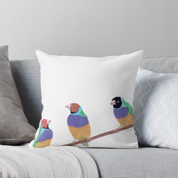 Item preview, Rainbow Multi Colored Colorful Wild Gouldian Finches Painting Print designed and sold by TheNativePigeon.