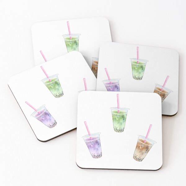 Item preview, Watercolor Cute Boba Milk Tea Set designed and sold by emmaherren.