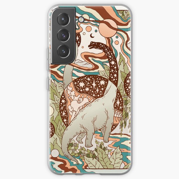 Jurassic Portal | Retro Rainbow Palette | Dinosaur Science Fiction Art Samsung Galaxy Soft Case
