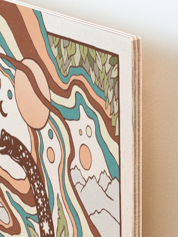 Alternate view of Jurassic Portal | Retro Rainbow Palette | Dinosaur Science Fiction Art Mounted Print