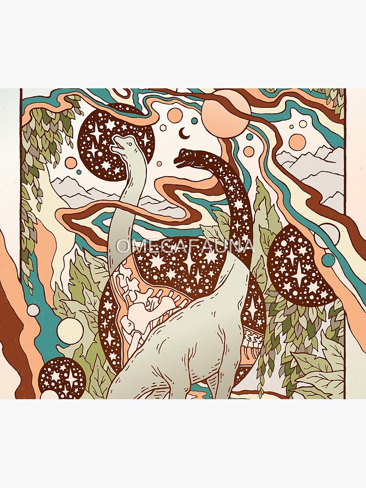 Jurassic Portal | Retro Rainbow Palette | Dinosaur Science Fiction Art by OMEGAFAUNA