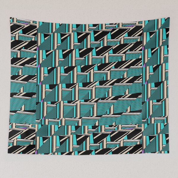 Item preview, Blue, Black and White. Geometrical. Oblique Morphing. Pattern  designed and sold by shirtdan.
