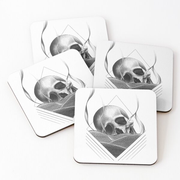 Item preview, Human Skull Buried in Smokey Sand with Geometrical Shapes designed and sold by Tyler Rosso.
