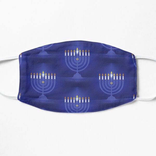 blue happy hannukah Flat Mask