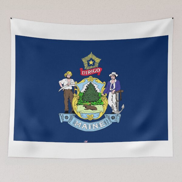 Item preview, MAINE STATE FLAG PRIDE MASK PIN TEE designed and sold by denisetees.