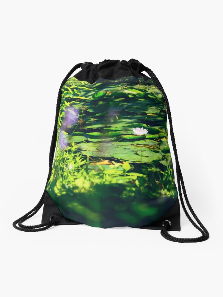 Thumbnail 1 of 3, Drawstring Bag, Water Lily designed and sold by Mallorn.