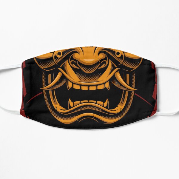 Fiery Demon Samurai Helmet Flat Mask