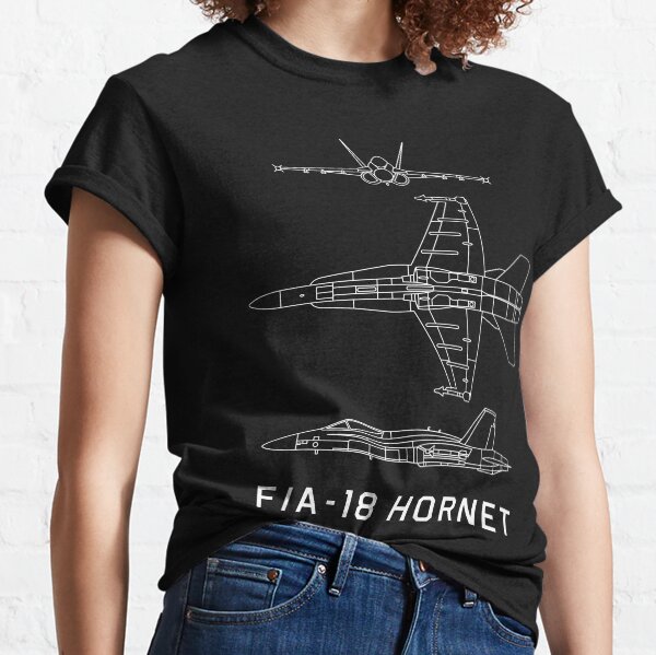 F/A-18 Hornet US Navy Military Multi Role Jet Plane Blueprint Gift Classic T-Shirt