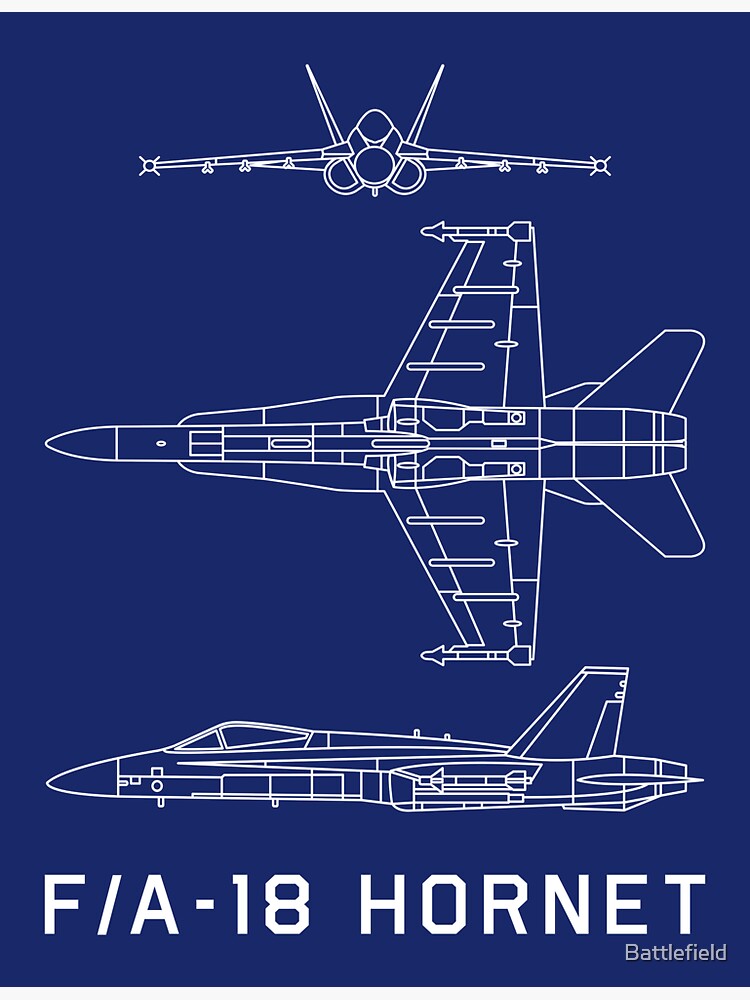 F/A-18 Hornet US Navy Military Multi Role Jet Plane Blueprint Gift by Battlefield