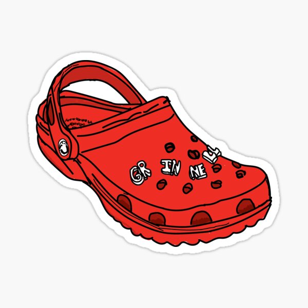 grinnell college crocs brand shoe with logo jibbitz emblem