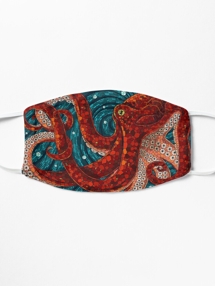 Alternate view of Mosaic style red octopus mask Mask