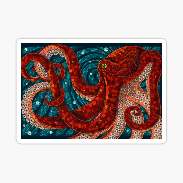 Item preview,  Mosaic style red octopus mask designed and sold by Attenea.