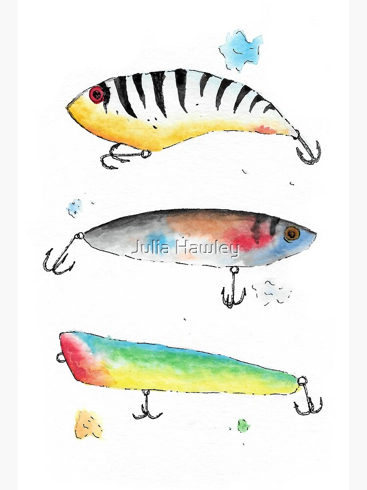 watercolor fishing lures | Art Board Print