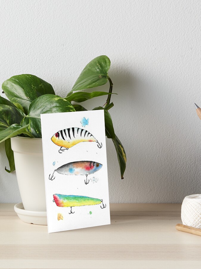 watercolor fishing lures Art Board Print for Sale by Julia Hawley