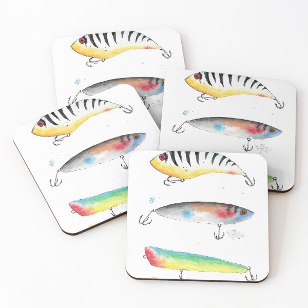 Item preview, watercolor fishing lures designed and sold by Julia Hawley.