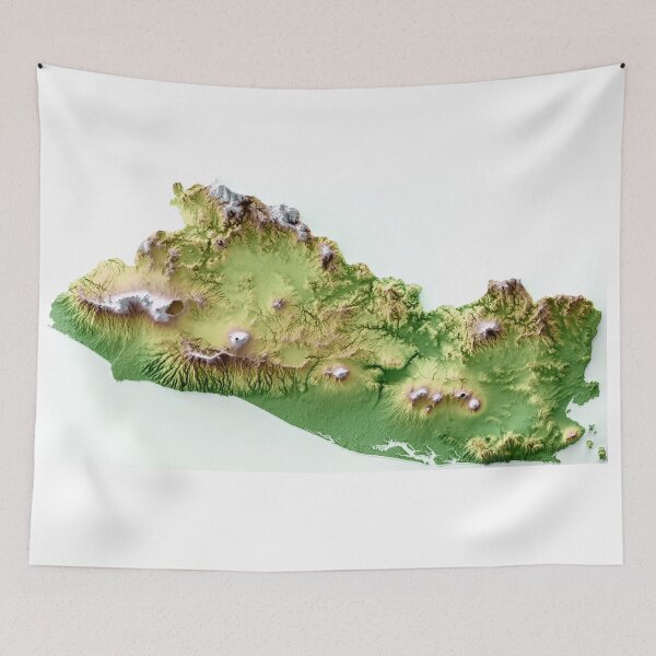 Item preview, 3D Map of El Salvador digitally rendered and covered by a texture designed and sold by ThinkAboutMaps.