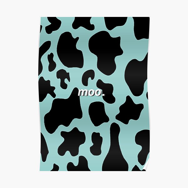 Cow Print With Light Blue Background Poster By Hanabanana1234 Redbubble