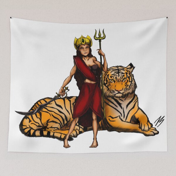 Item preview, DEVI DURGA AND DAWON (no background) (light coloured fabric recomended) designed and sold by digimei21.