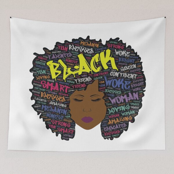 Item preview, Woke Black Queen Words In Afro Hair Graffiti Font designed and sold by blackartmatters.