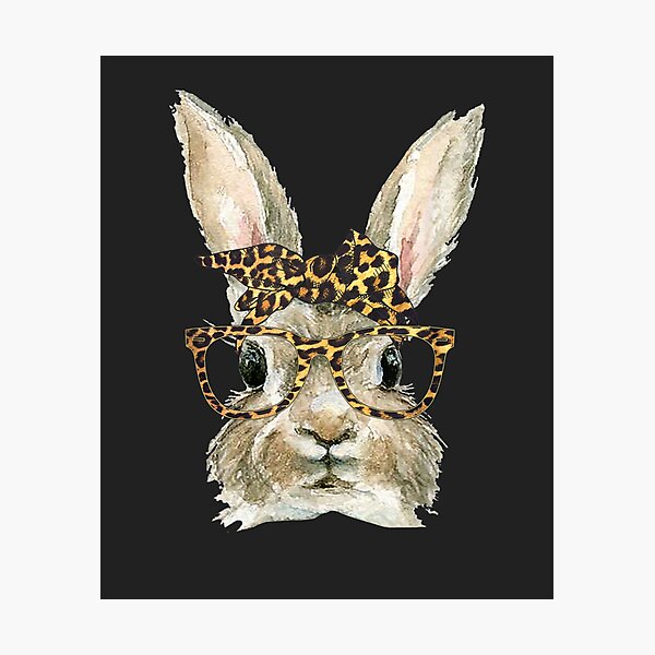 Bunny Rabbit Glasses Leopard Print Bow Funny Hipster Easter Photographic Print