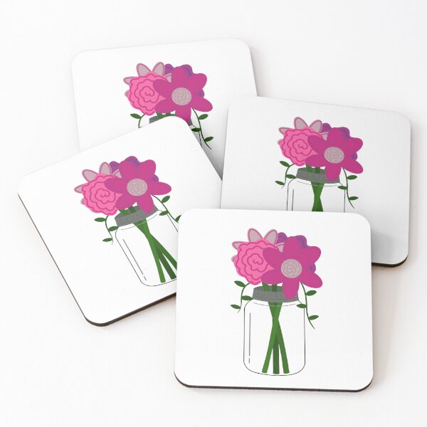 Item preview, Wedding Pink Flowers in Mason Jar  designed and sold by BeeArtBoutique.