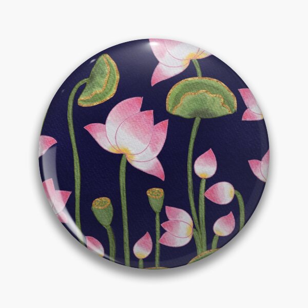 Item preview, Ancient Indian folk art - Pink lotus pichwai designed and sold by SanareiDesigns.