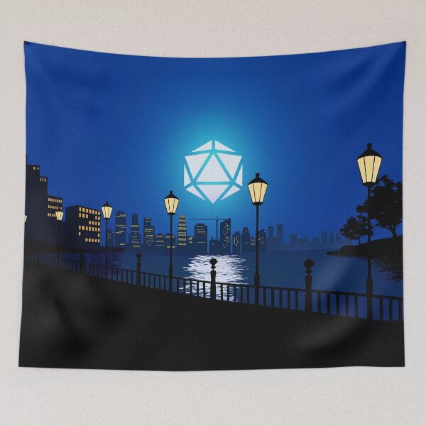 Item preview, City Night Lights D20 Dice Moon Tabletop RPG Maps and Landscapes designed and sold by pixeptional.